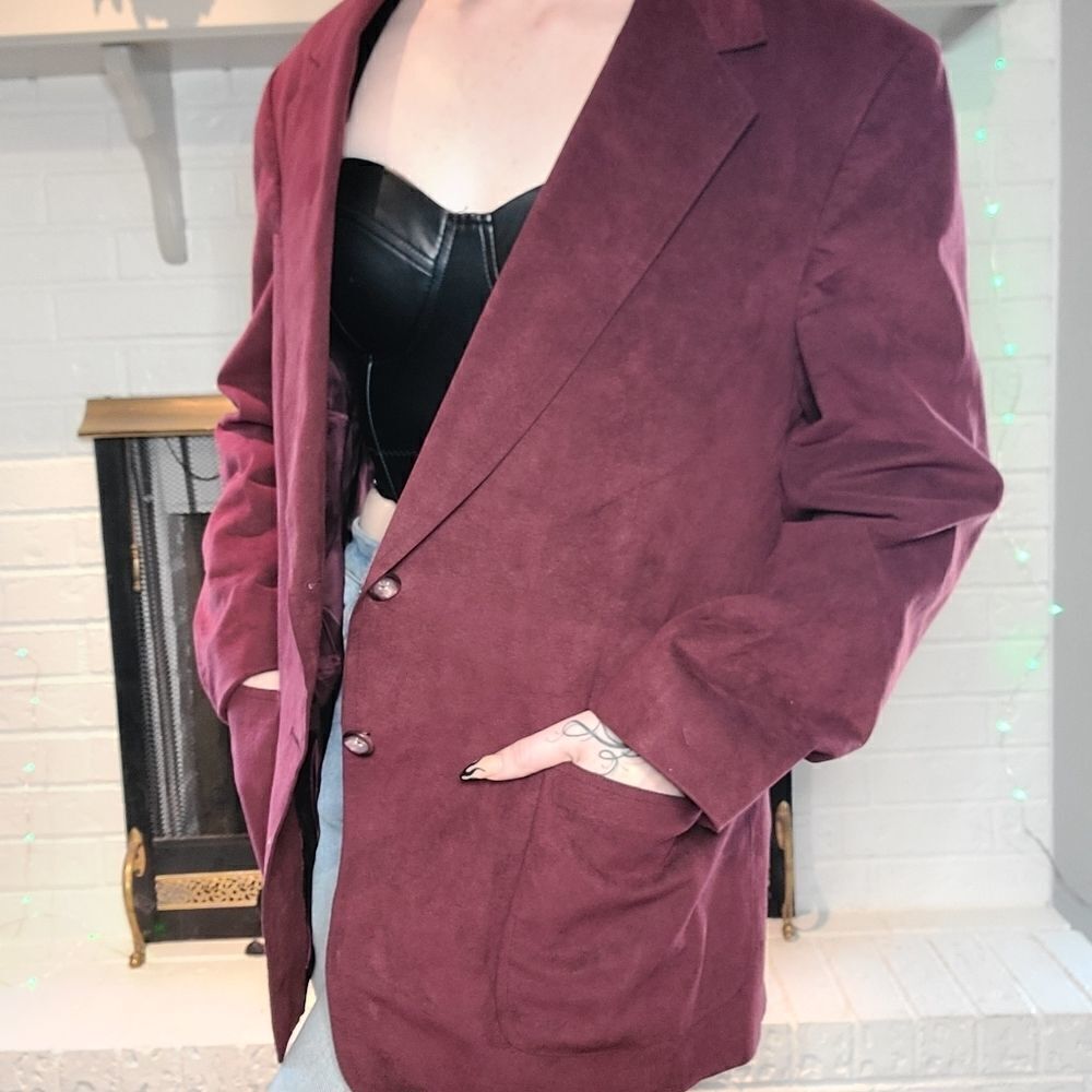 Burgundy Suede Saks Fifth Ave Blazer